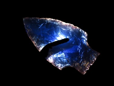 2 5/8'' Blue Glass Flint Knapping Art Arrowhead