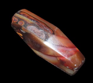 1 5/16'' Pre Columbian Swirl Agate Faceted Bead