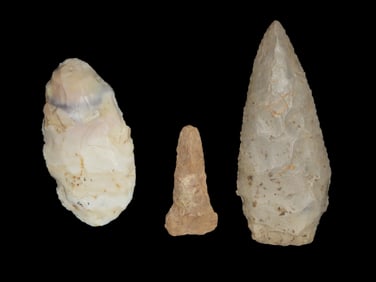 Lot of 3 Exceptional Illinois Finds- Colorful Blade, Finely Serrated Point, and Small Drill