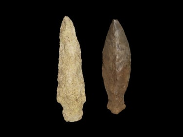 Lot of 2 Fish Spear Arrowheads, found in Illinois