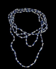 30 5/8" Strand of Blue/Clear Glass Seed Beads, Ex John Howze Collection