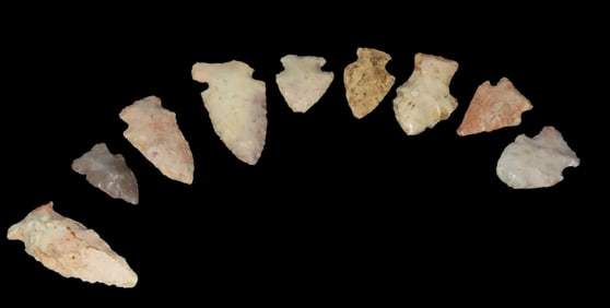 Colorful Lot of Arrowheads, Ex David Elwell Collection