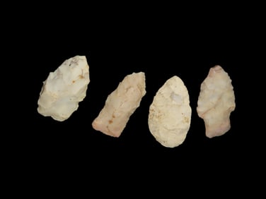 Lot of 4 Common Arrowheads, Ex David Elwell Collection