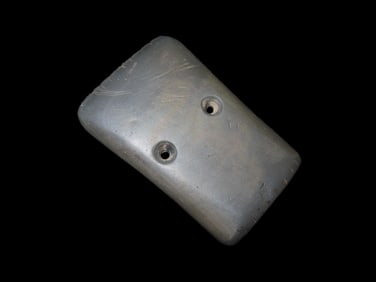 2 5/8" Banded Slate Gorget, With Notches, Ex James Kerr Collection