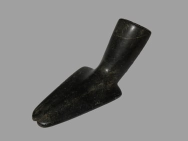 6" Obtuse Angle Steatite Monitor Pipe, Davis COA, found in Humphrey Co., Tennessee, Ex Bunch
