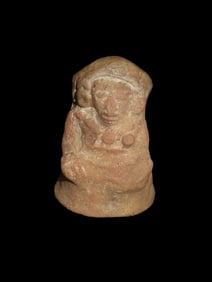 3 1/2" x 2"  Pre-Columbian Female Effigy Vessel Top/Cover, Vera Cruz, MX, 200-400 AD, top of head