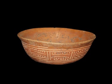 8 1/2" x 2 7/8" Pre-Columbian Mayan Orange-ware Bowl, 800 AD Mexico, Ex Bill Heuter Collection