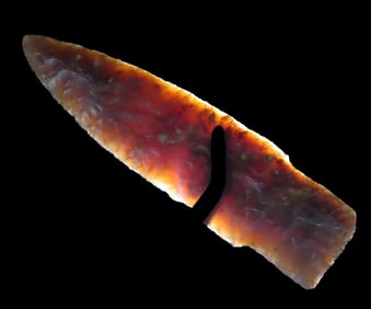 4 5/8" Scottsbluff, Partain COA, Highly Translucent Knife River Chert material, found in Nebraska,