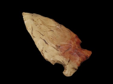 2 9/16" Colorful Archaic Mantanza made of Payson Chert, found in Adams Co., Illinois
