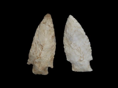 Set of 2 Woodland Pts-Etley/Apple Creek, found in Calhoun Co., Illinois