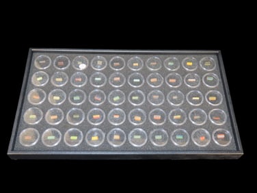 8" x 15" Tray of 50 individual ca. 1700's Chevron Beads,