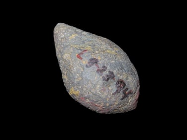 2 1/2" Hematite Sack Plummet, found in Greene Co., Illinois, Ex Dwain Pruitt Collection