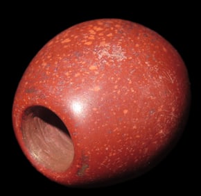 3/4" Historic Catlinite Bead, found in Monroe Co., Illinois, Ex Greg Perdun Collection