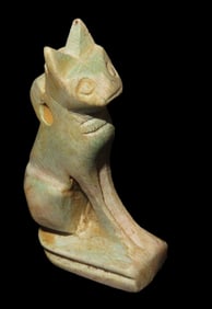 1 5/8" Rare Antique Authentic Egyptian Cat Goddess "Bastet" Amulet