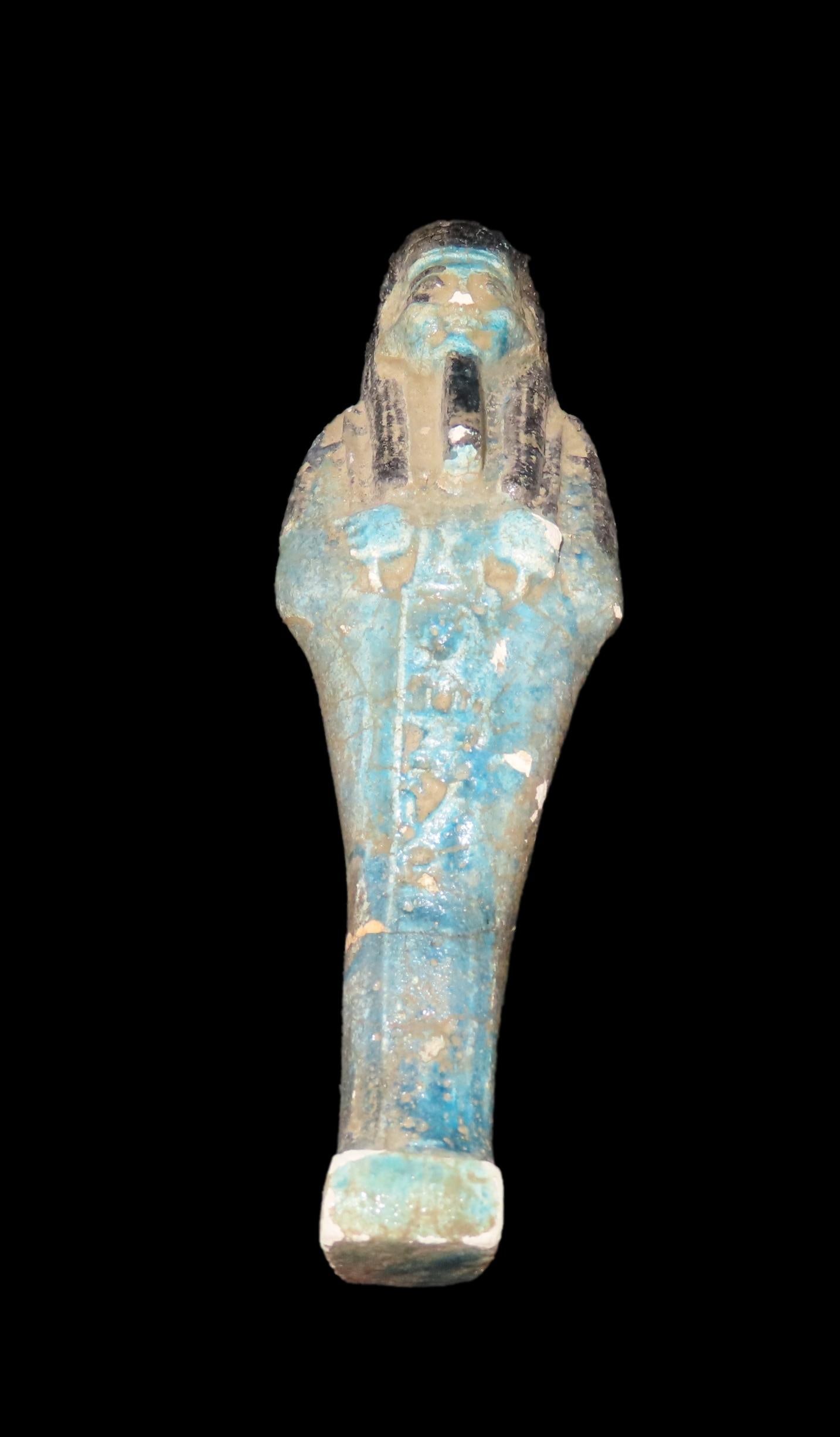 5 5/8" Authentic Ancient Faience Ushabti/Shabti, Late Kingdom: 5 5/8" Authentic Ancient Faience Ushabti/Shabti, Late Kingdom