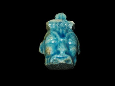 1 9/16" Ancient Authentic Egyptian Goddess Bess Faience Pendant,