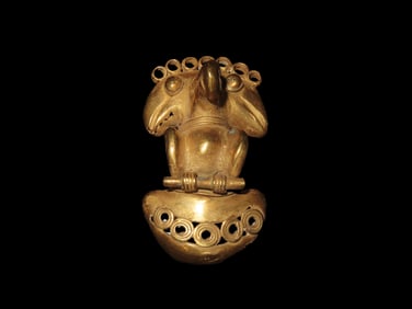 2 1/2" Tairona Tumbaga 3-Headed Bird Effigy Pendant, Motley COA, found in Central America