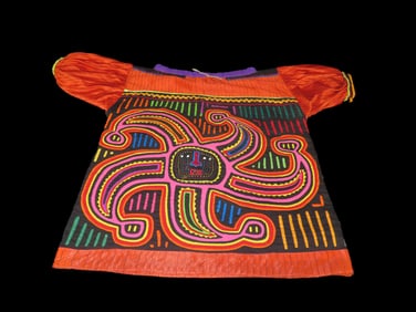 Gorgeous Vintage Kuna Indian Panama Mola Textile Embroidered Blouse, Rich Vibrantly Colored,