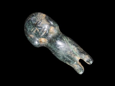3/4" Pre-Columbian Jade Human Effigy Pendant, Motley COA, found in South America, Ex Steve Barras