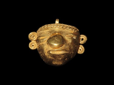 1 3/4" Tairona Tumbaga Maskette Pendant, found in South America