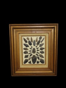 17 1/2" x 15 1/2" Nice Frame of Arrowheads out of the Michael Knobe Collection form Northeast
