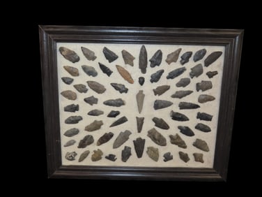 23 1/2" x 19 1/2" Nice Frame of Arrowheads out of the Michael Knobe Collection form Northeast