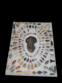 21" x 17" Nice Frame of Arrowheads out of the Michael Knobe Collection form Northeast Arkansas
