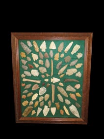 23" x 19" Nice Frame of Arrowheads out of the Michael Knobe Collection form Northeast Arkansas