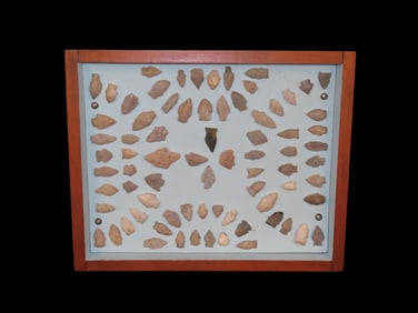 16 1/2" x 13 1/2" Nice Frame of Arrowheads found in Virginia