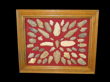 17" x 14" Nice Frame of Arrowheads out of the Michael Knobe Collection form Northeast Arkansas