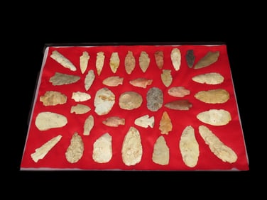 20" x 14" Nice Frame of Arrowheads out of the Michael Knobe Collection form Northeast Arkansas