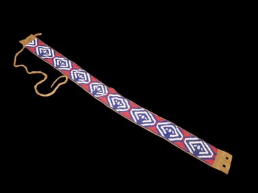 20 1/2" Antique Beaded Deerskin Handcrafted Native American Collar/Choker