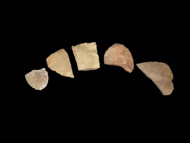 Lot of Thin, Finely flaked Heartbreakers, found on the Reintz Farm, near Sycamore in Dekalb Co.,
