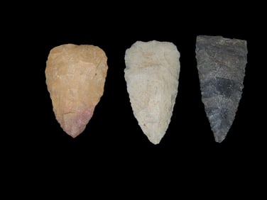3 Early Archaic Triangular Points, 9000-7000 BP Texas, Bell and Surr Counties