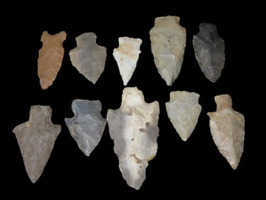 Lot of Common Arrowheads, EX Gary Noel, Midwest