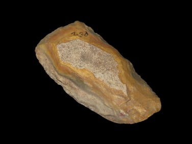 3 3/4" Clear Fork Gouge, multi color chert, found at Missouri Site PE2