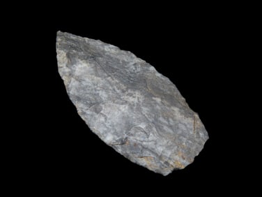 2 3/8" Moline Chert Angostura, Ground Base, found in Knox Co., Illinois, Ex Mark McDaniel Collection