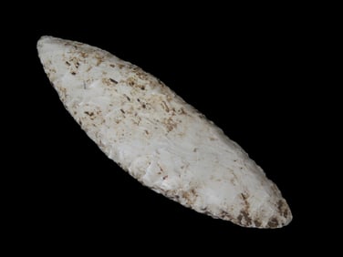 6 1/16" Early Ovoid Knife, Motley COA, found in Pike Co, Illinois, Clovis Era, Nice Flaking, Good
