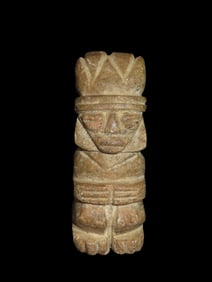 1 3/8" Pre-Columbian Human Effigy Idol, Motley COA, found in South America, Ex Steve Barras Estate