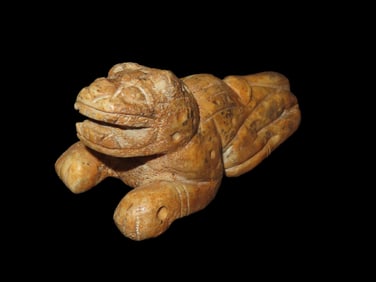 3 1/2" Bone Jaguar Effigy, Motley COA, found in South America, Ex Steve Barras Estate