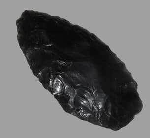 2 5/8" Cascade Obsidian, With Collector Number Found in California
