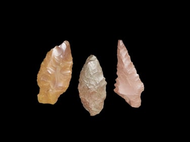 3 Jasper Arrowheads, With Collector Number Found in California