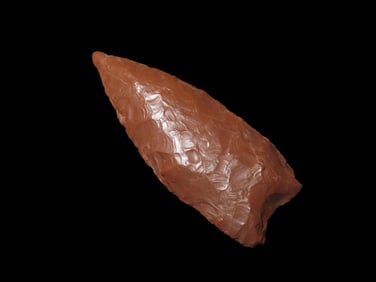 1 9/16" Black Rock Concave Paleo, Red Jasper, With Collector Number Found in California