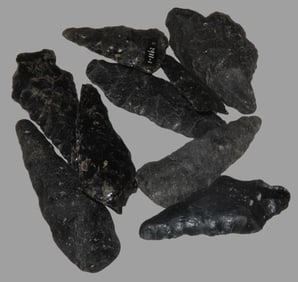 10 Obsidian Arrowheads, Wiht Collector Number Found in California