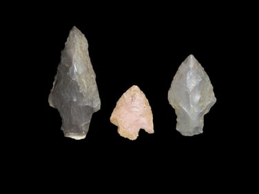 Set of 3 Quality Arrowheads, North East Arkansas, Ex Micheal Knabe