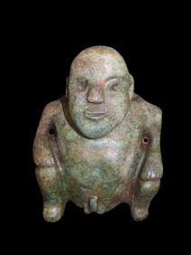 6" Tall, Pre Columbian Jade Effigy Bowl, Found in Peru