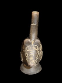 6 3/4" X 5 1/4" Pre Columbian Moche Animal Spout Effigy Pot