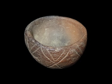 2 1/8" Dia. Pre Columbian Minature Designed Pottery Vessel