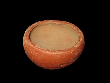 3" Dia. Pre Columbian Pottery Vessel Painted Red
