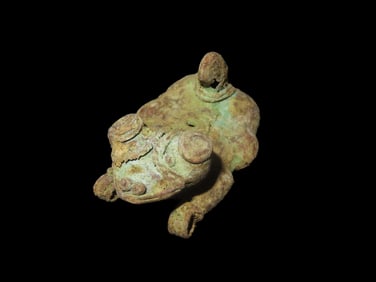 1 7/8" Pre Columbian Tairona Tumbaga Happy Dog Effigy made from Copper Alloy